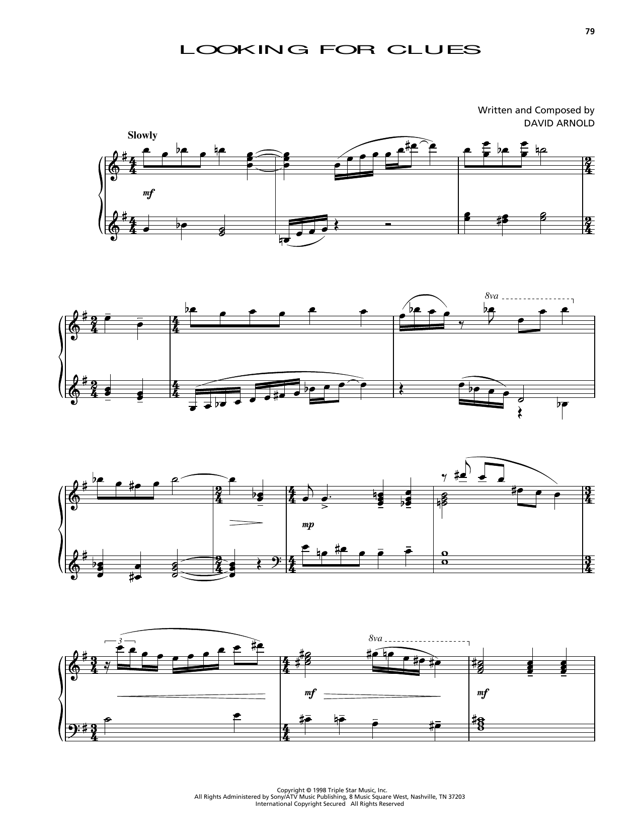 Produktgalerie: Seite 1 von 1 Looking For Clues (from Godzilla), David Arnold, Klavier