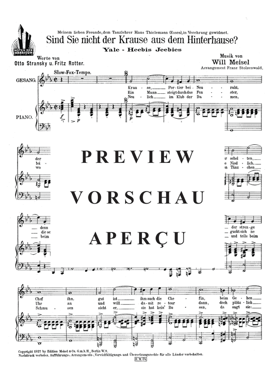 Produktgalerie: Seite 3 von 3 Sind Sie nicht der Krause aus dem Hinterhause?, , Klavier und Gesang