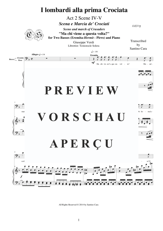 Produktgalerie: Seite 2 von 9 I Lombardi - (Act 2-IV-V) - Ma chi viene a questa volta, , Bass Duett und Klavier