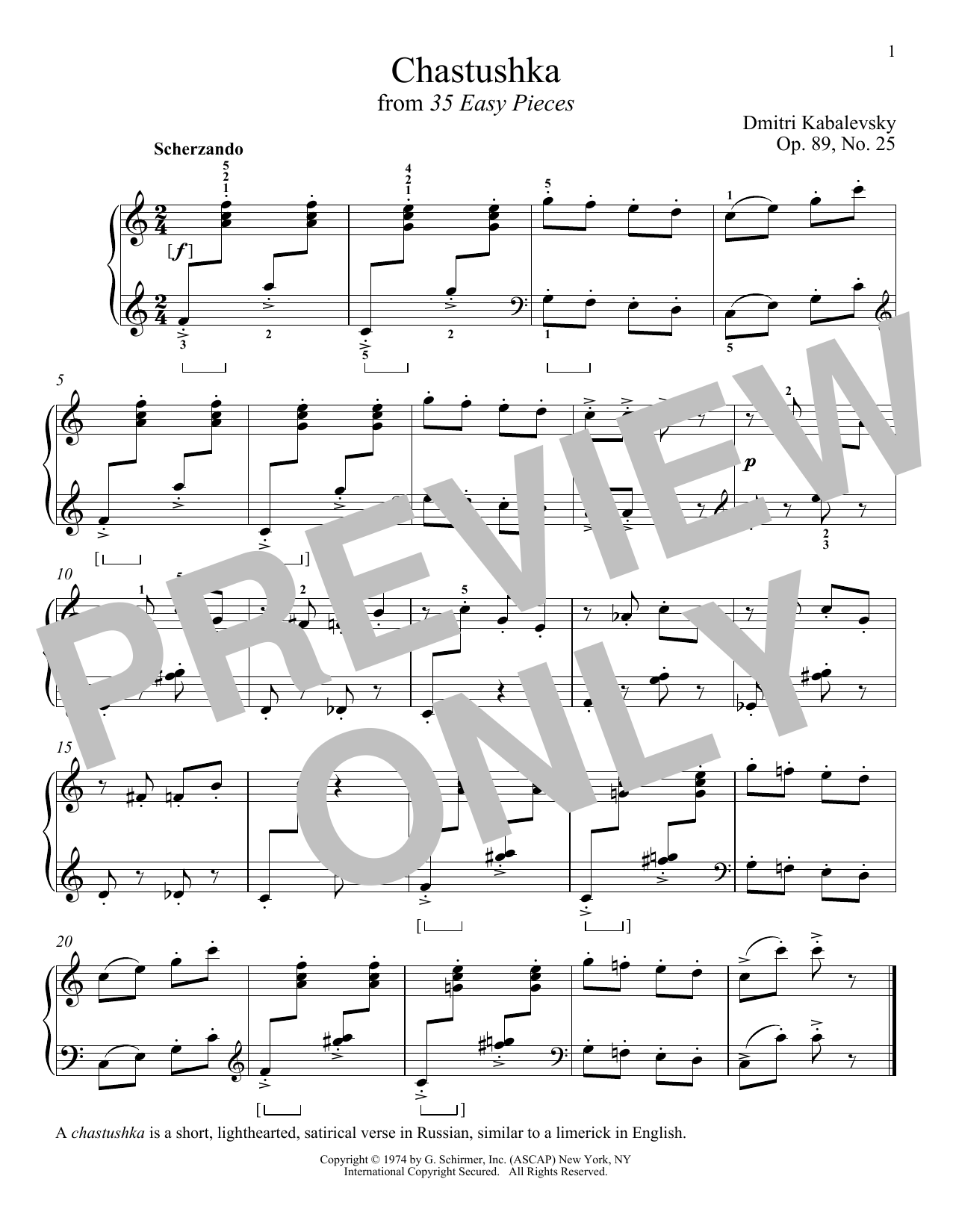 Product gallery: Page 1 of 1 Chastushka, Op. 89, No. 25, Dmitri Kabalevsky