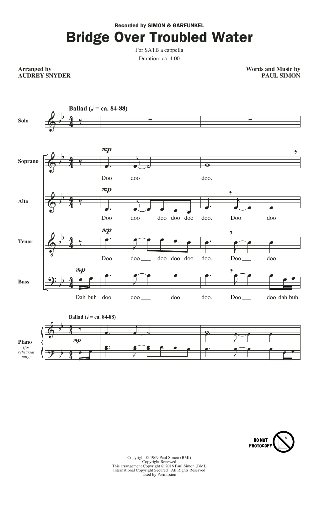 Produktgalerie: Seite 1 von 1 Bridge Over Troubled Water, Audrey Snyder, Chor