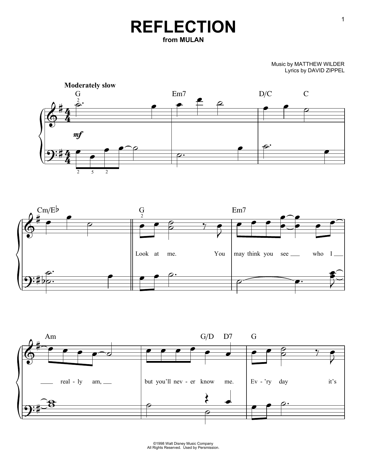 Produktbild zu: Reflection (Pop Version) (from Mulan)