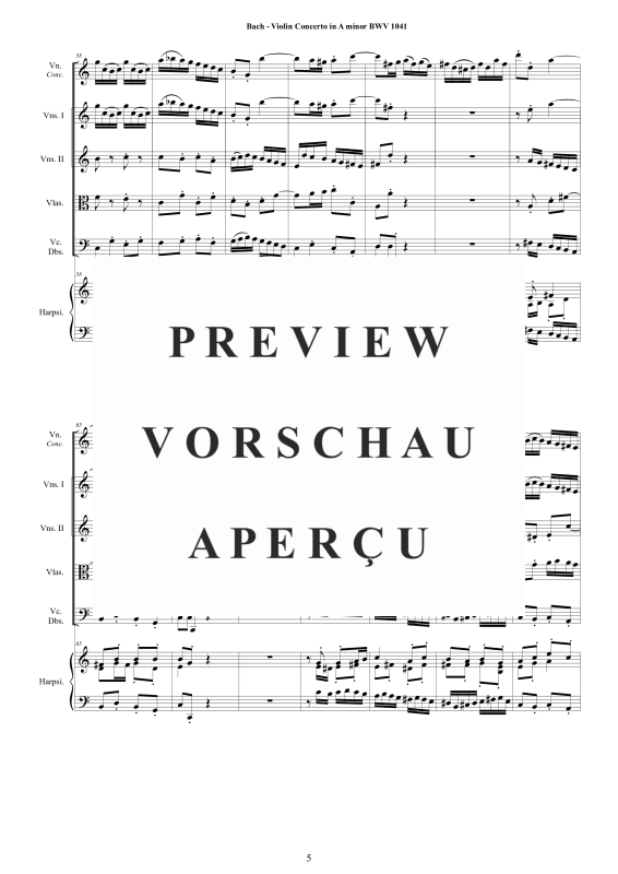 Product gallery: Page 6 of 11 Violin Concerto in A minor BWV 1041, , Mixed Ensemble: Violin, Strings and Harpsichord Bc