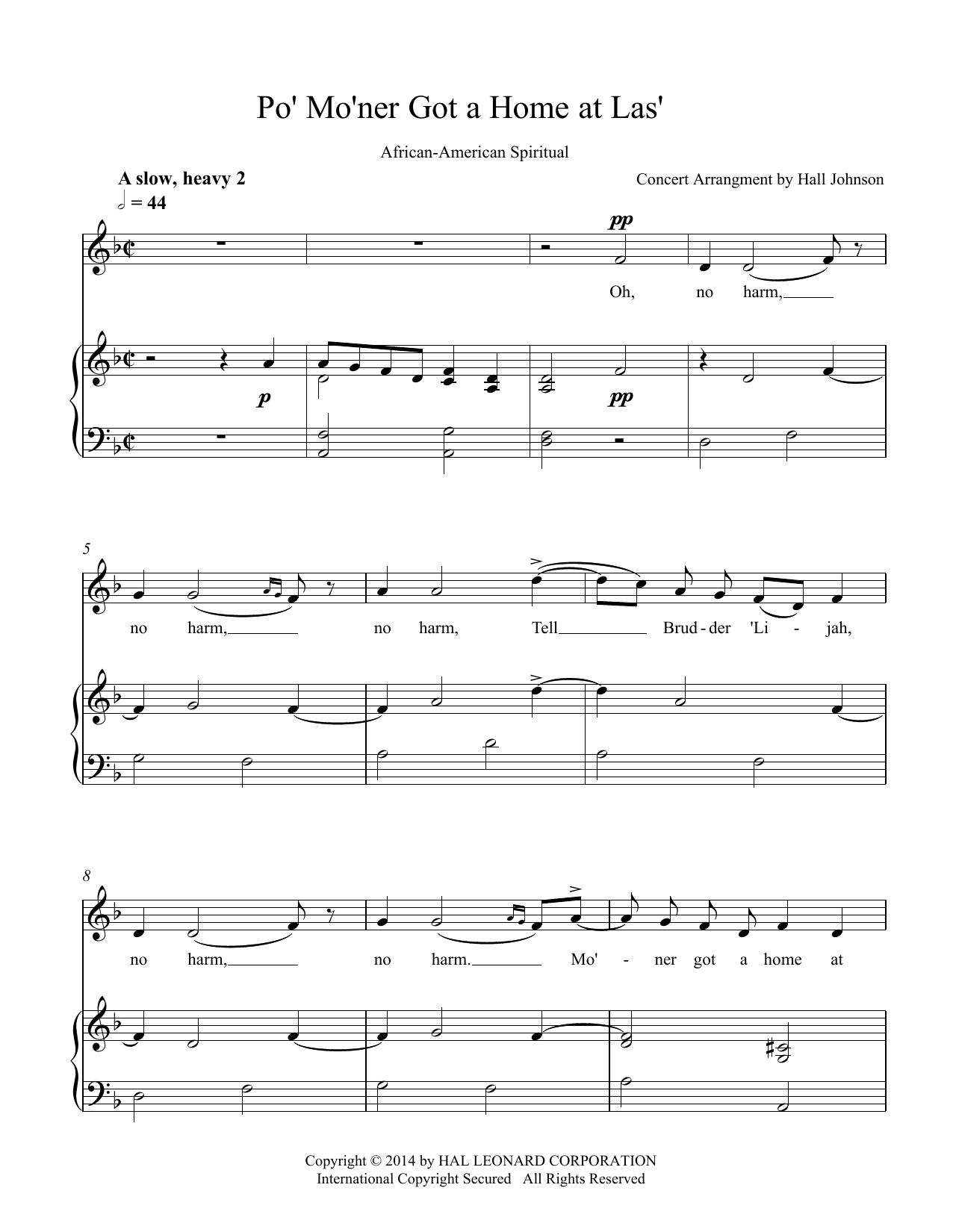 Produktbild zu: Po' Mo'ner Got a Home at Las' (D minor)