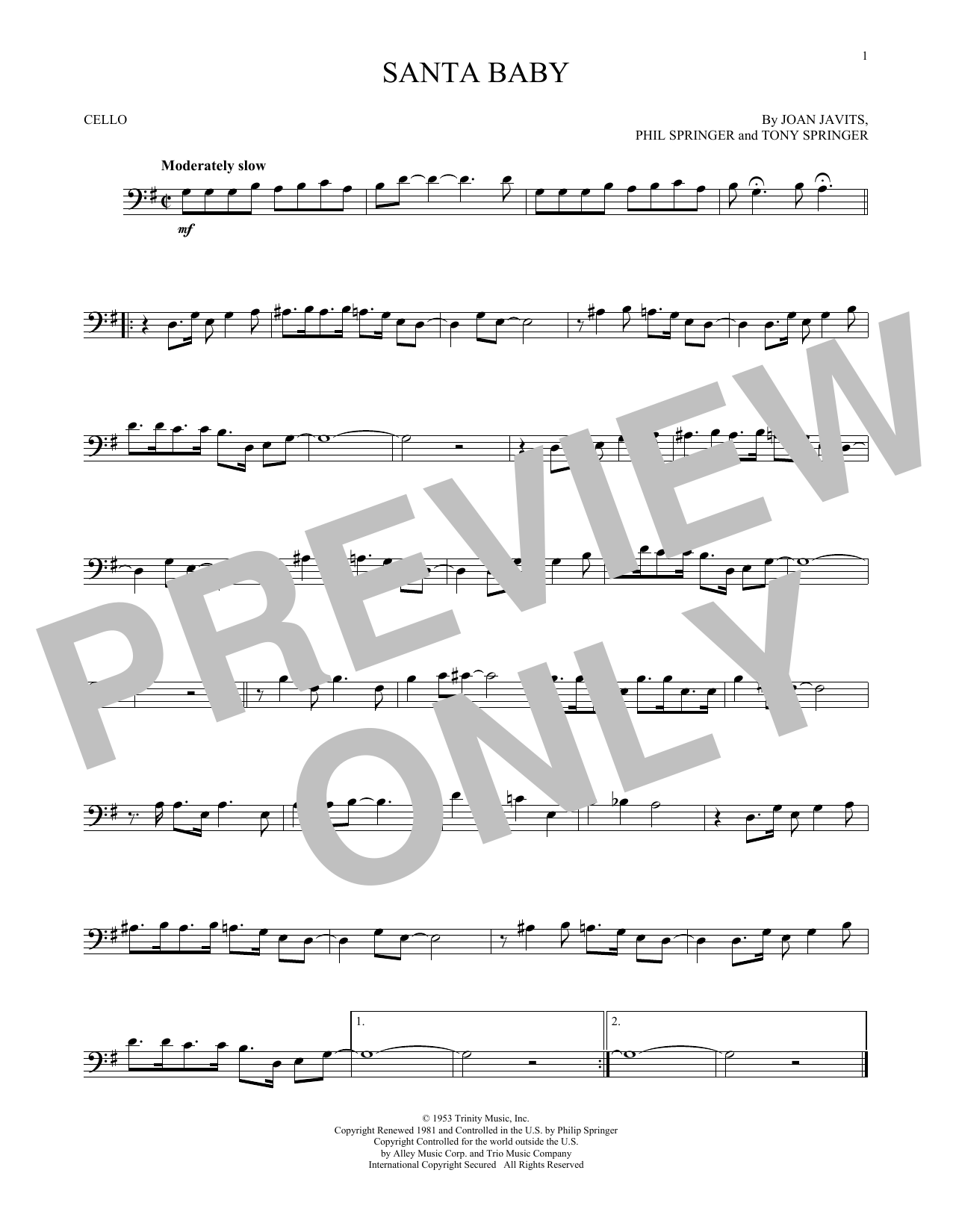 Produktgalerie: Seite 1 von 1 Santa Baby, Eartha Kitt, Violoncello