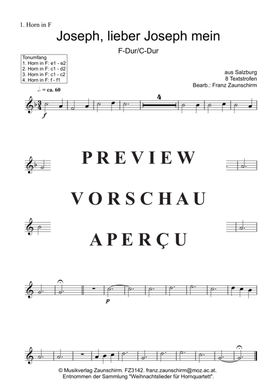 Produktgalerie: Seite 3 von 6 Josef, lieber Josef mein , , (Horn-Quartett)