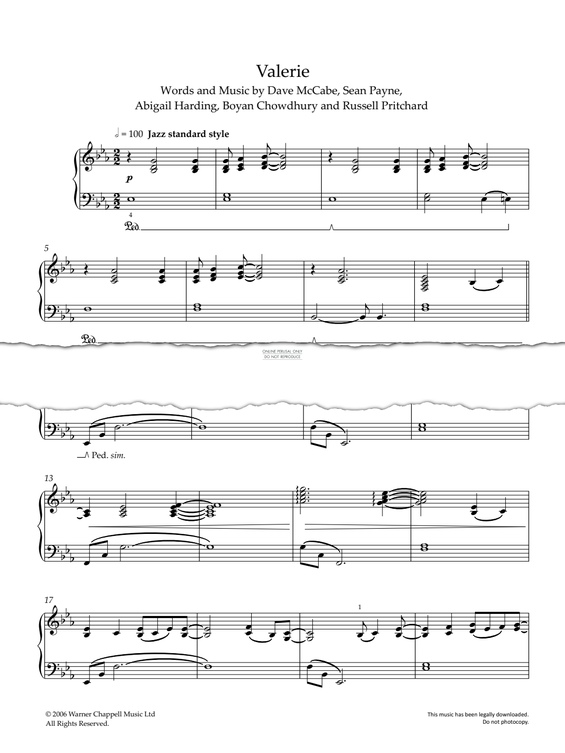 Produktgalerie: Seite 1 von 1 Valerie, Amy Winehouse, Klavier