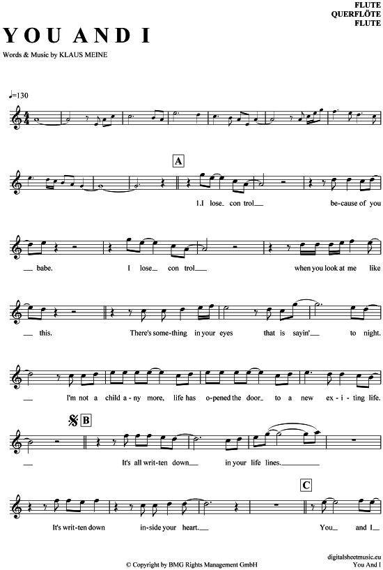 Product gallery: Page 1 of 4 You and I , Scorpions, (transverse flute)