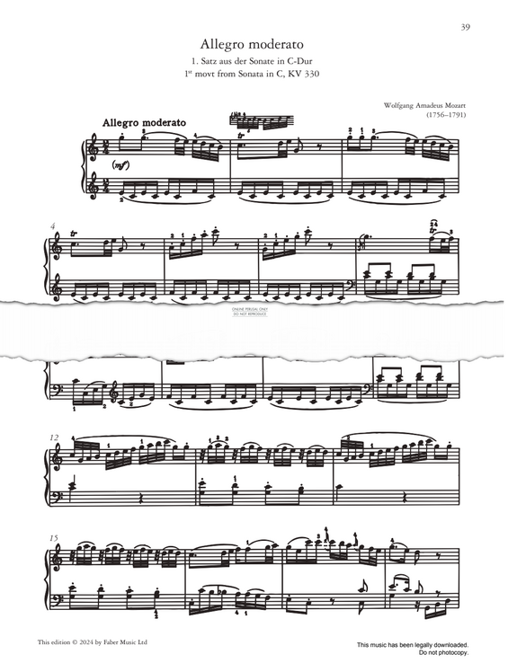 Produktgalerie: Seite 1 von 1 Allegro moderato (Sonate in C, KV 330), Wolfgang Amadeus Mozart, Klavier