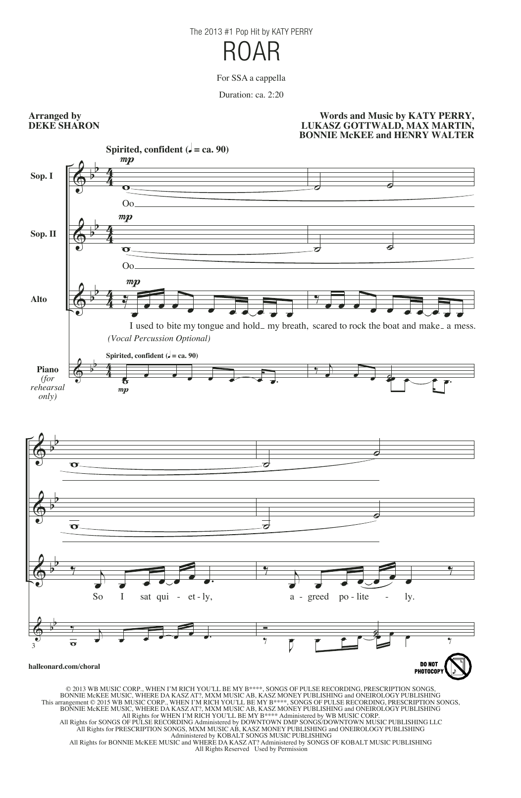 Produktgalerie: Seite 1 von 1 Roar (arr. Deke Sharon), Katy Perry, Chor