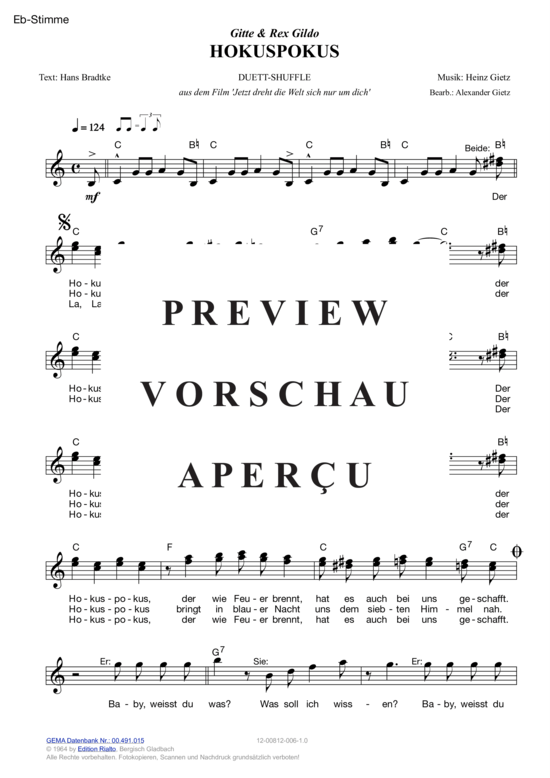 Produktgalerie: Seite 7 von 11 Hokuspokus , Gitte & Gildo, Rex, (Melodie-Stimmen in C/B/Es)
