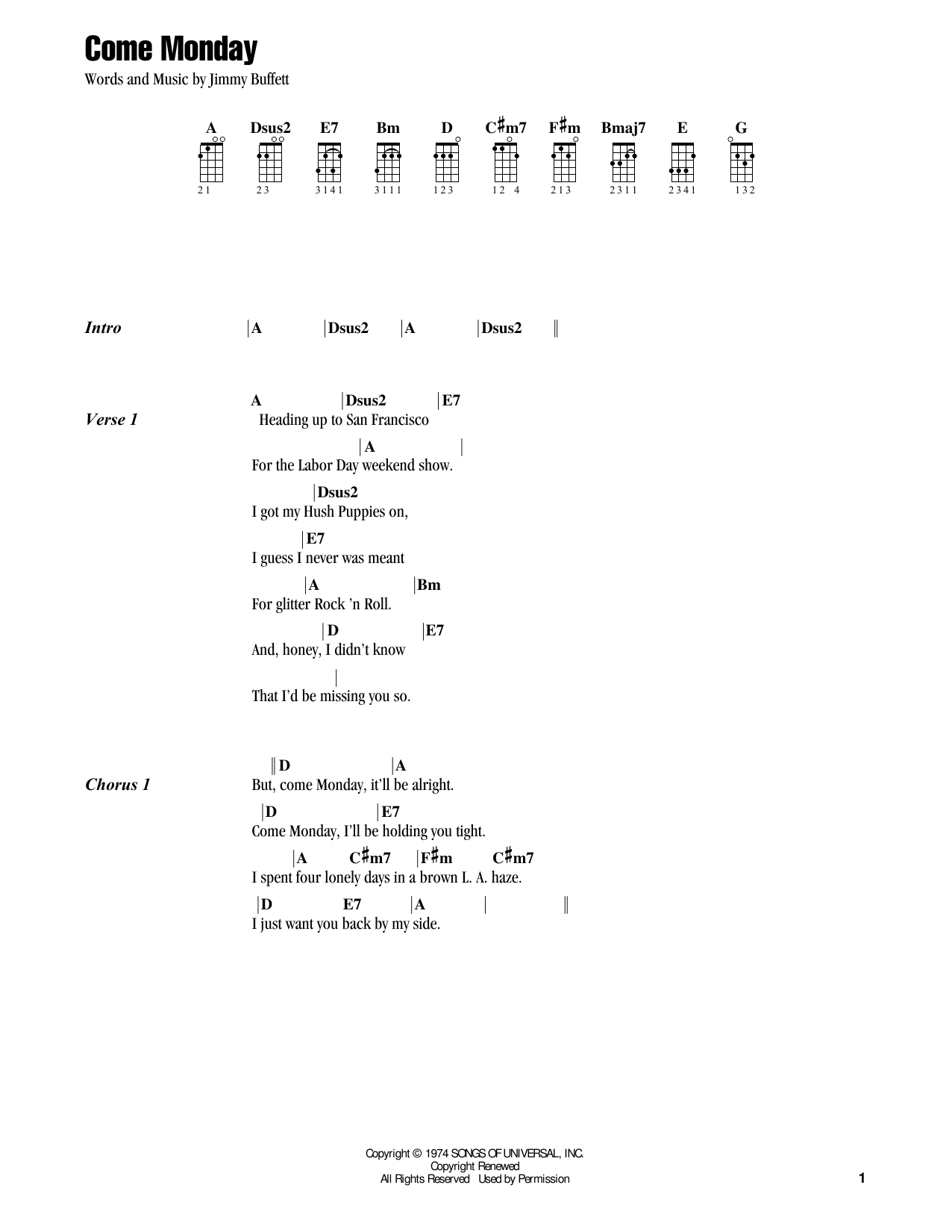Product gallery: Page 1 of 1 Come Monday (feat. Jimmy Buffet), Jake Shimabukuro