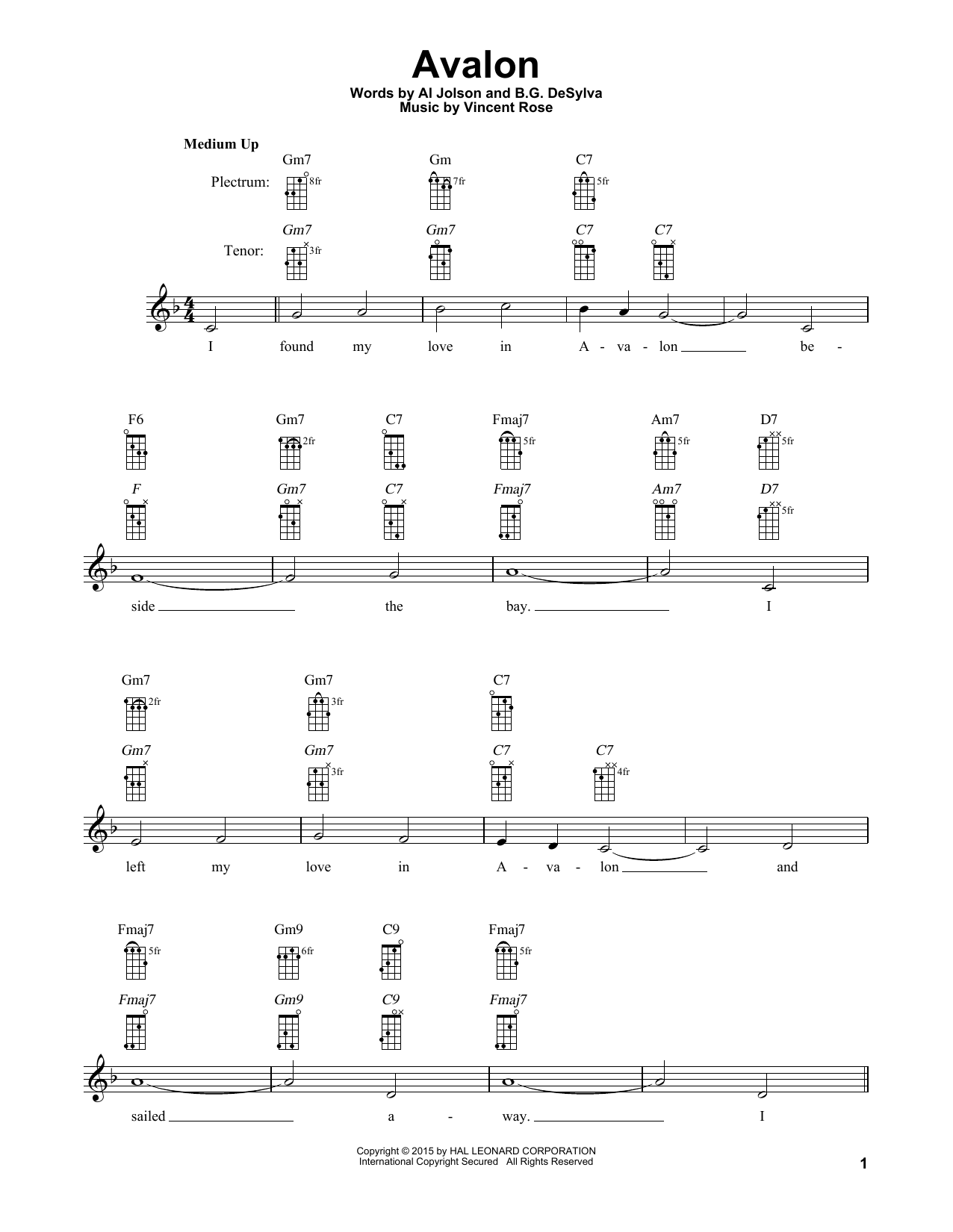Produktgalerie: Seite 1 von 1 Avalon, B.G. DeSylva, Banjo