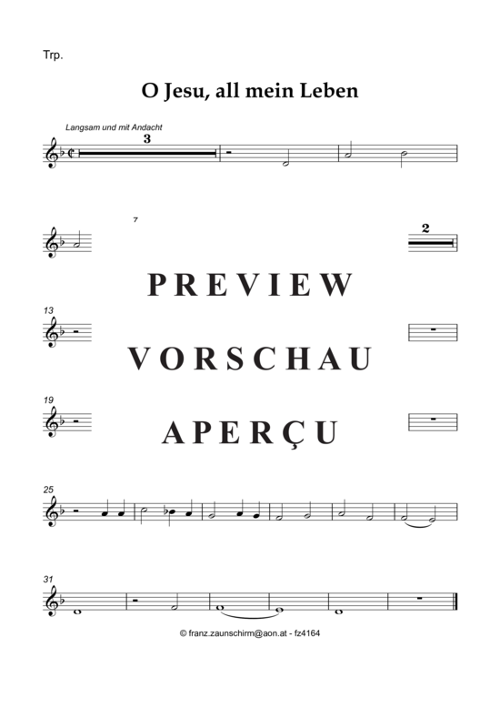 Produktgalerie: Seite 5 von 8 O Jesu, all mein Leben bist du , , (Trompete in B + Klavier)