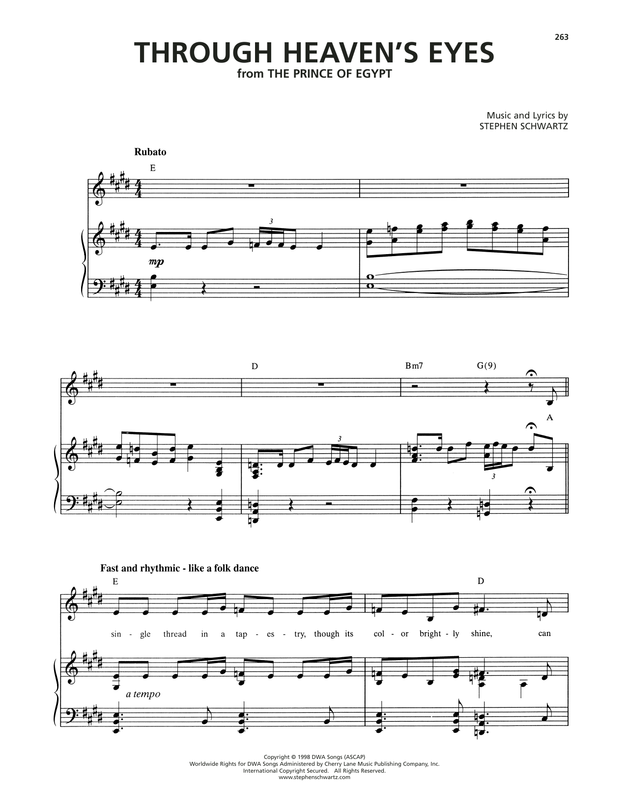 Produktgalerie: Seite 1 von 1 Through Heaven's Eyes (from The Prince Of Egypt), Stephen Schwartz, Gesang, Klavier