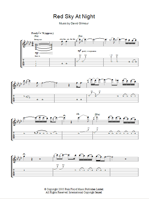 Product gallery: Page 1 of 1 Red Sky At Night, David Gilmour
