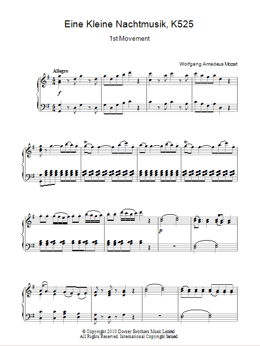Product gallery: Page 1 of 1 Allegro from Eine Kleine Nachtmusik K525, Wolfgang Amadeus Mozart