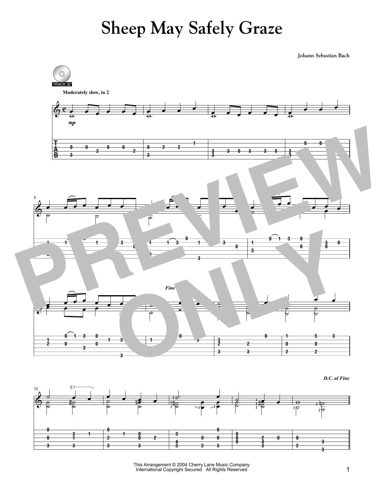 Produktgalerie: Seite 1 von 1 Sheep May Safely Graze (arr. Mark Phillips), Johann Sebastian Bach, Gitarre