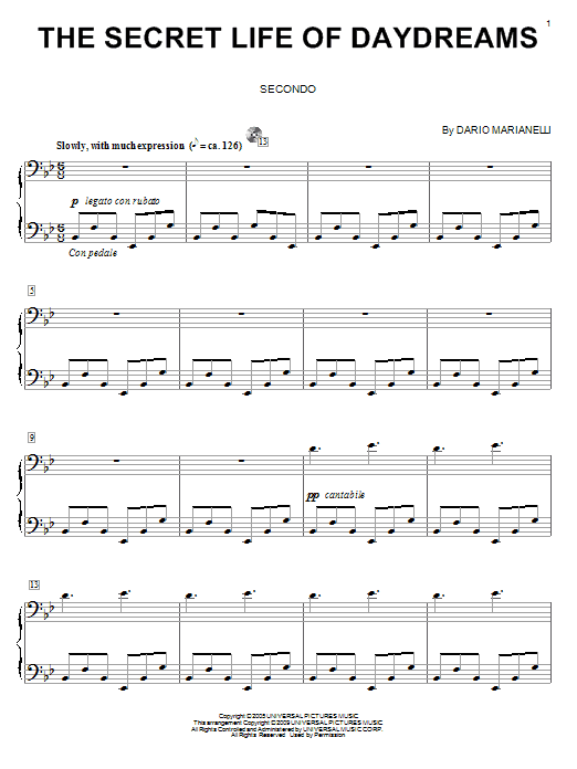 Product picture to: The Secret Life Of Daydreams (from Pride And Prejudice) (arr. Carol Klose)