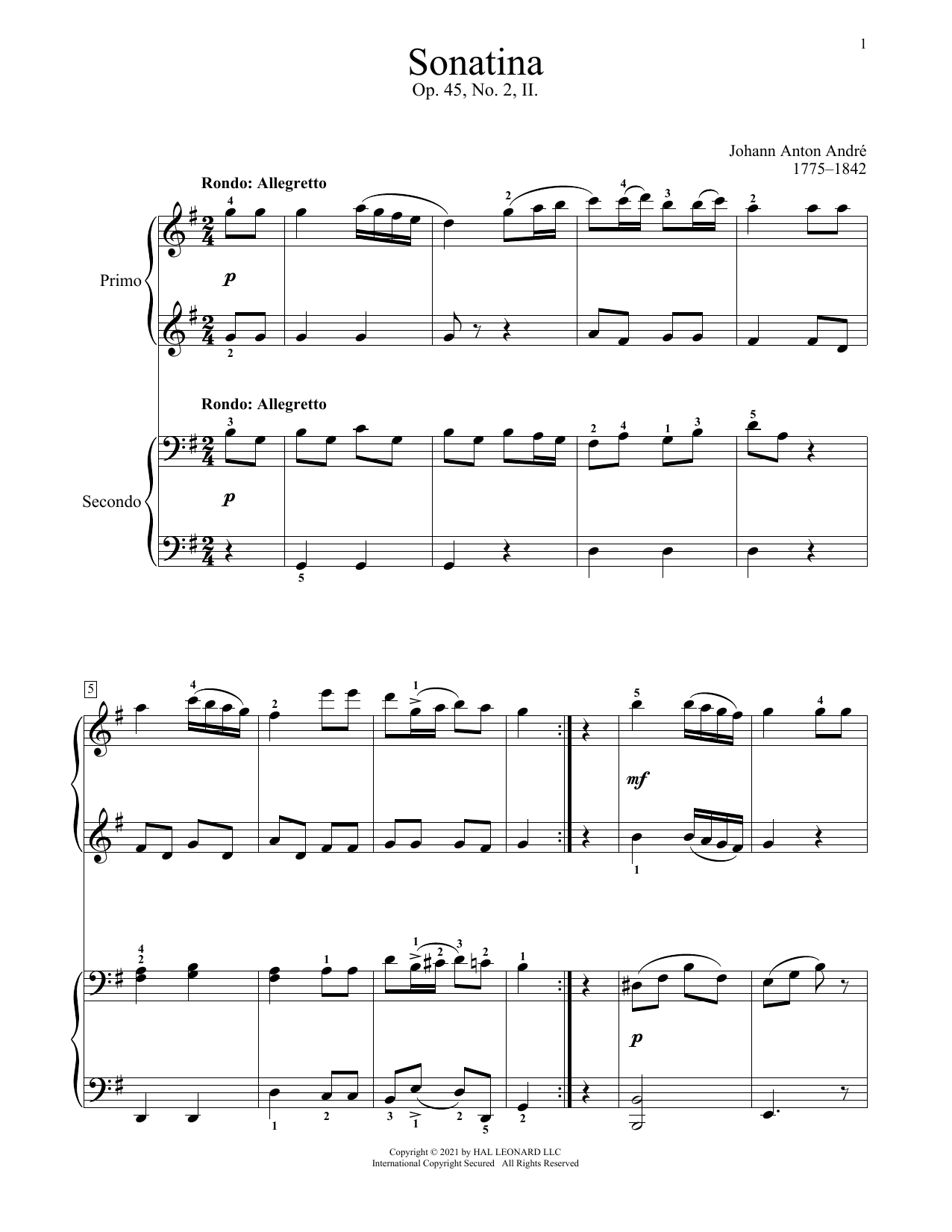 Product picture to: Sonatina, Op. 45, No. 2 (II. Rondo)