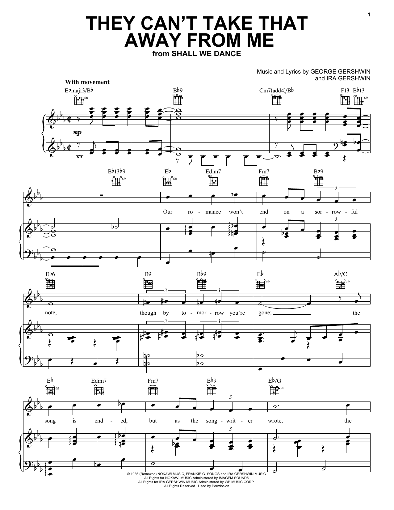 Product gallery: Page 1 of 1 They Can't Take That Away From Me, George Gershwin