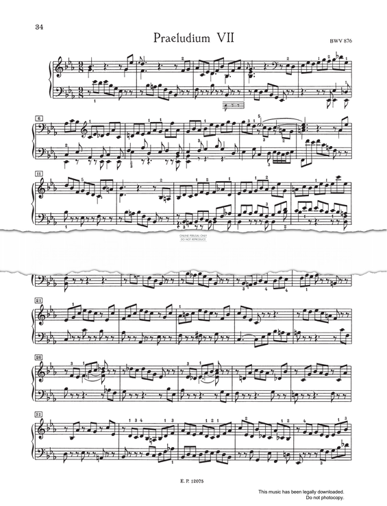 Produktbild zu: Prelude And Fugue No.7 in Eb major, BWV 876 (from 'The Well-Tempered Klavier Book II')