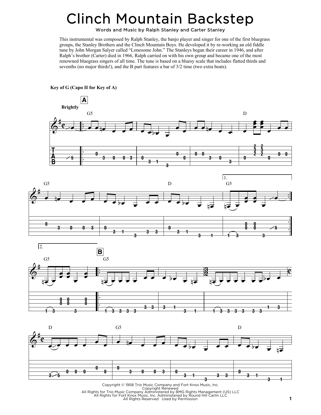 Produktgalerie: Seite 1 von 1 Clinch Mountain Backstep (arr. Fred Sokolow), The Stanley Brothers, Gitarre