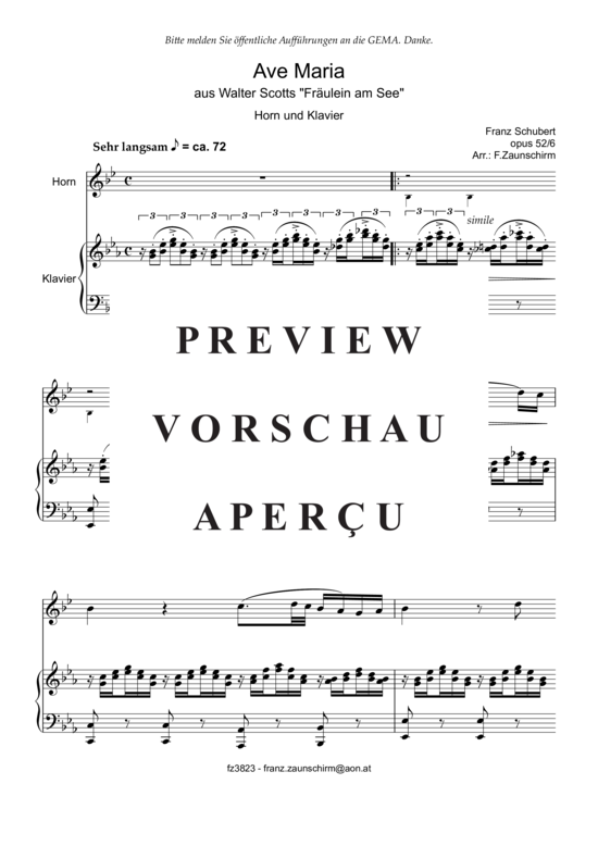 Produktgalerie: Seite 2 von 7 Ave Maria , , (Horn in F + Klavier)