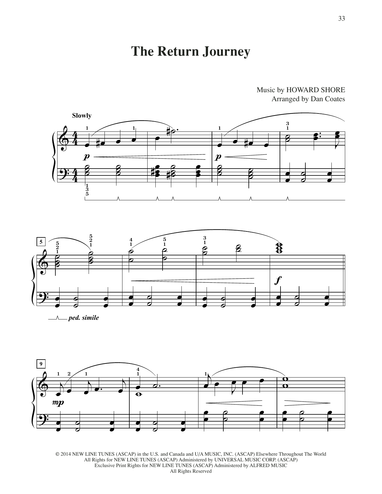 Product picture to: The Return Journey (from The Hobbit: The Battle of the Five Armies) (arr. Dan Coates)