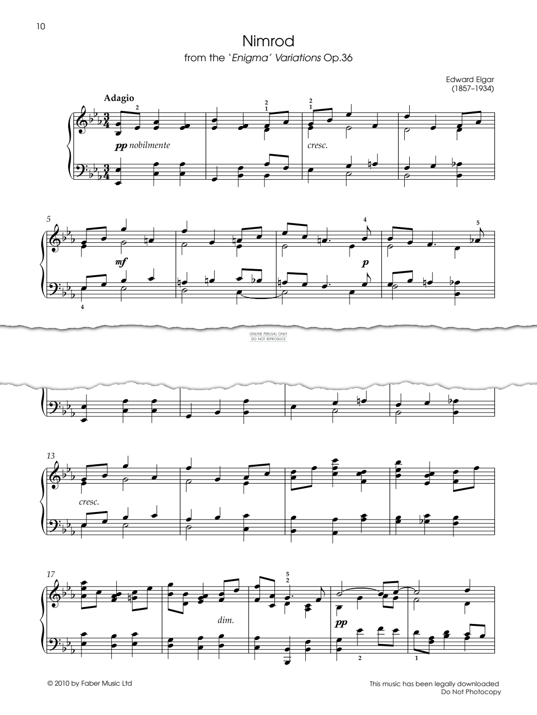 gallery: Nimrod (from 'Enigma Variations Op.36'), Edward Elgar, Klavier