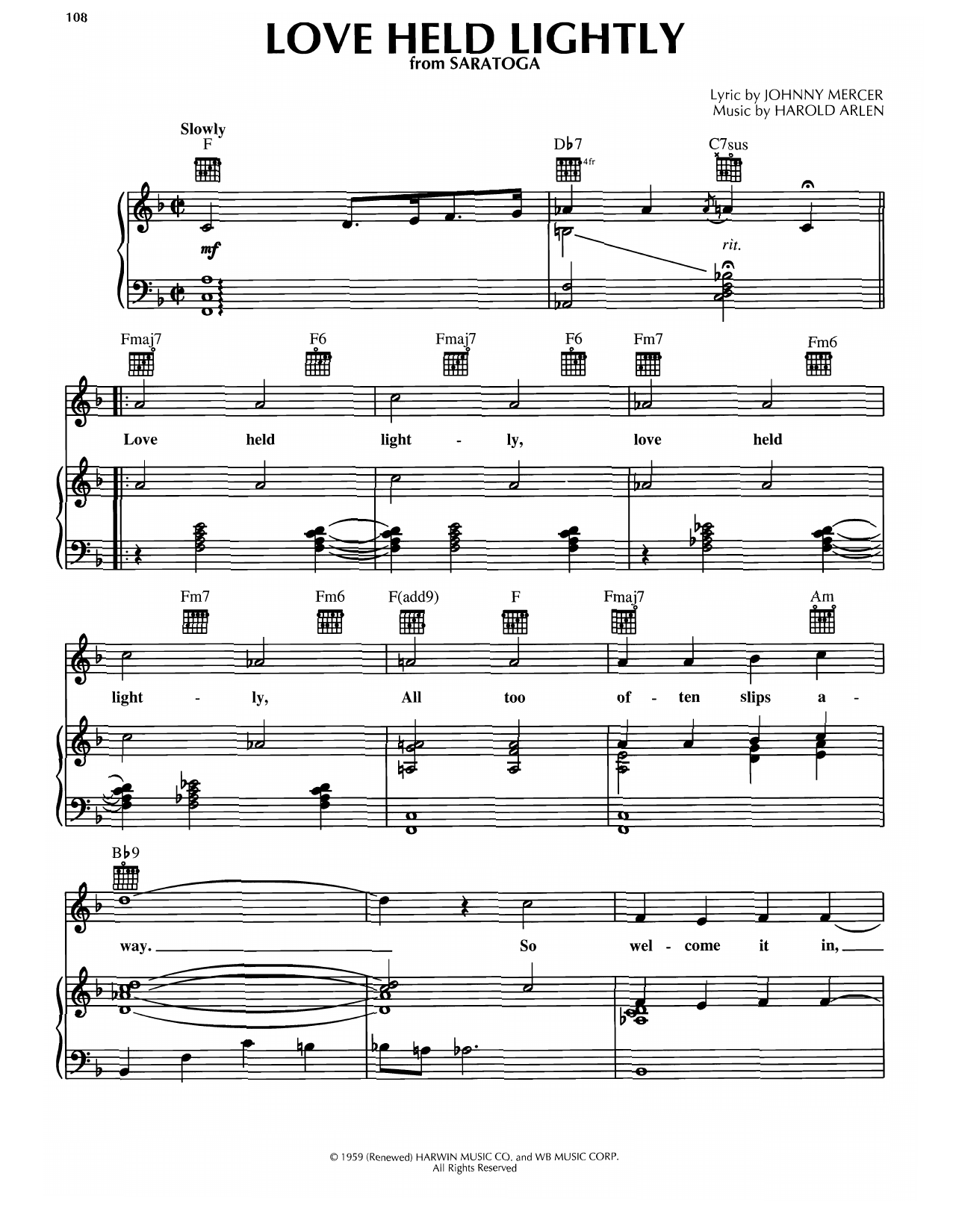 Produktgalerie: Seite 1 von 1 Love Held Lightly, Harold Arlen, Gesang, Gitarre, Klavier