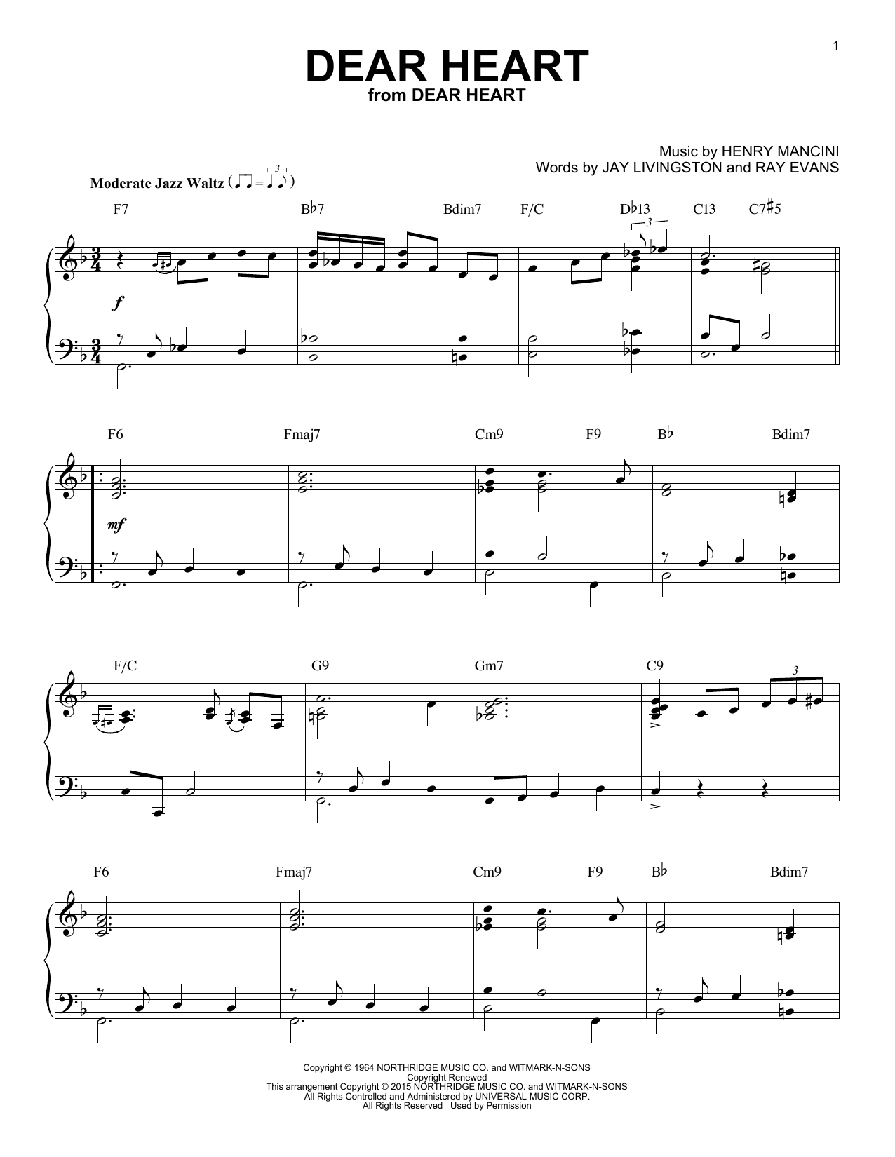 Product picture to: Dear Heart [Jazz version] (arr. Brent Edstrom)