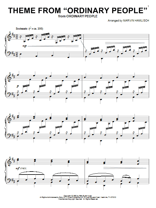 Product gallery: Page 1 of 1 Theme from Ordinary People, Marvin Hamlisch