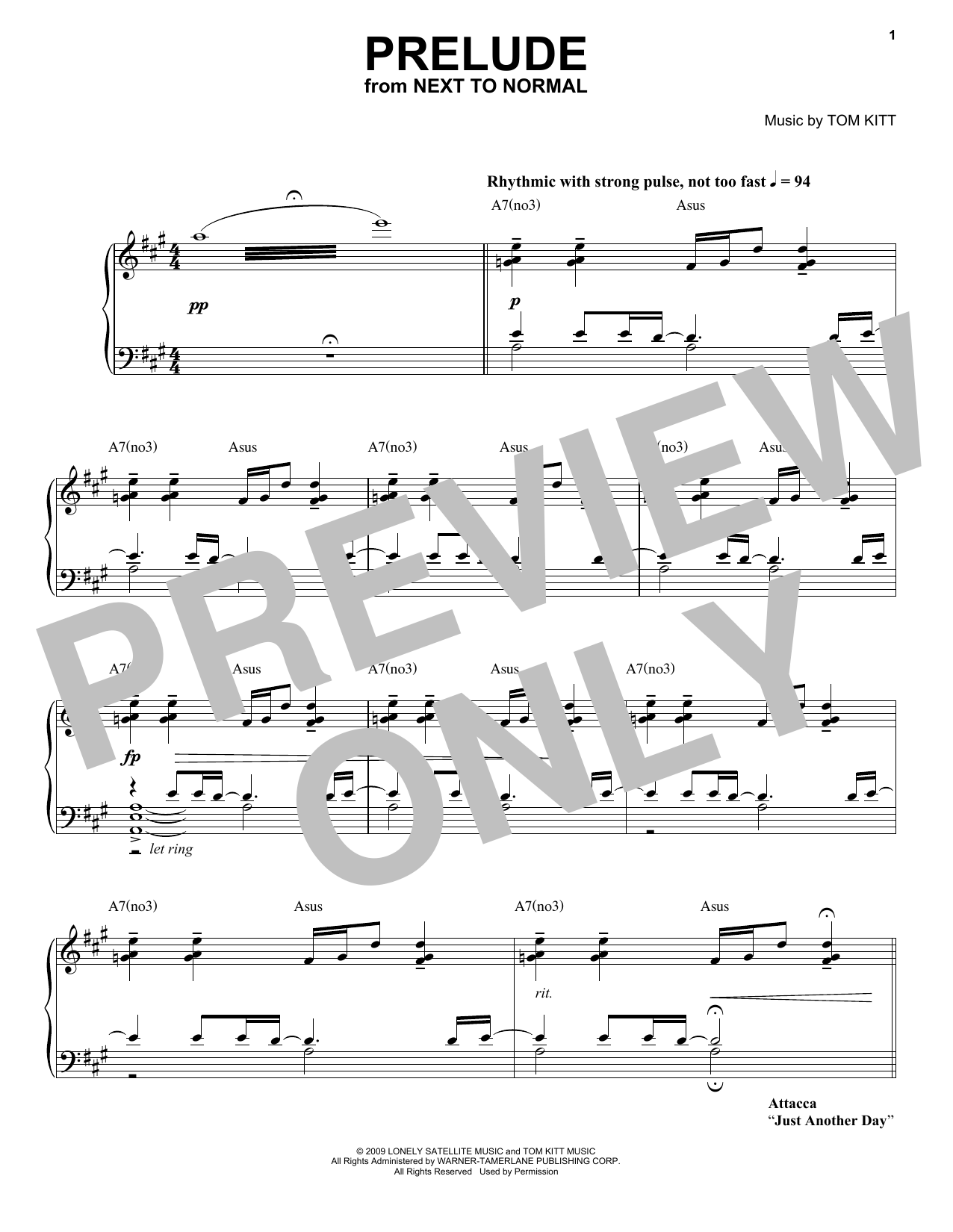Product picture to: Prelude (from Next to Normal)