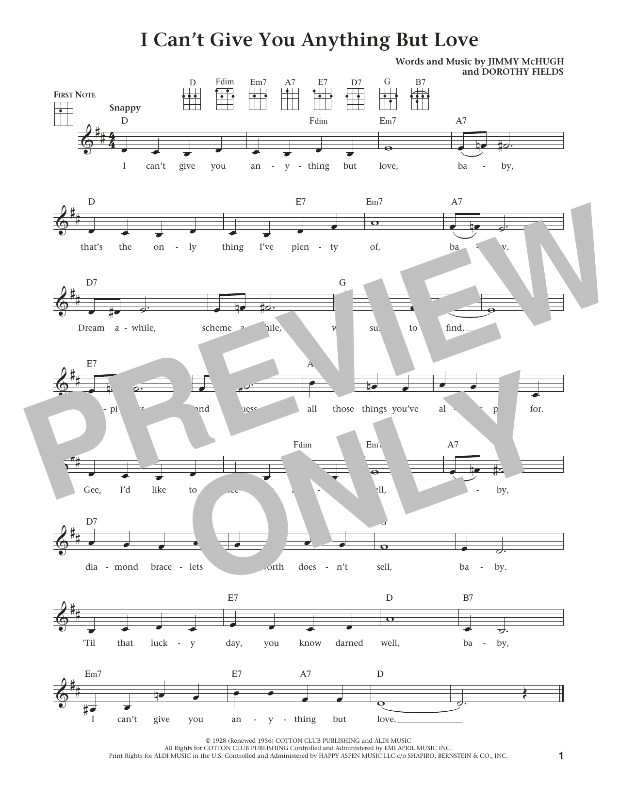 Product gallery: Page 1 of 1 I Can't Give You Anything But Love (from The Daily Ukulele) (arr. Liz and Jim Beloff), Dorothy Fields