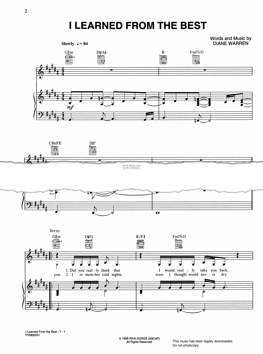 Produktgalerie: Seite 1 von 1 I Learned From The Best, Whitney Houston, Gesang, Gitarre, Klavier