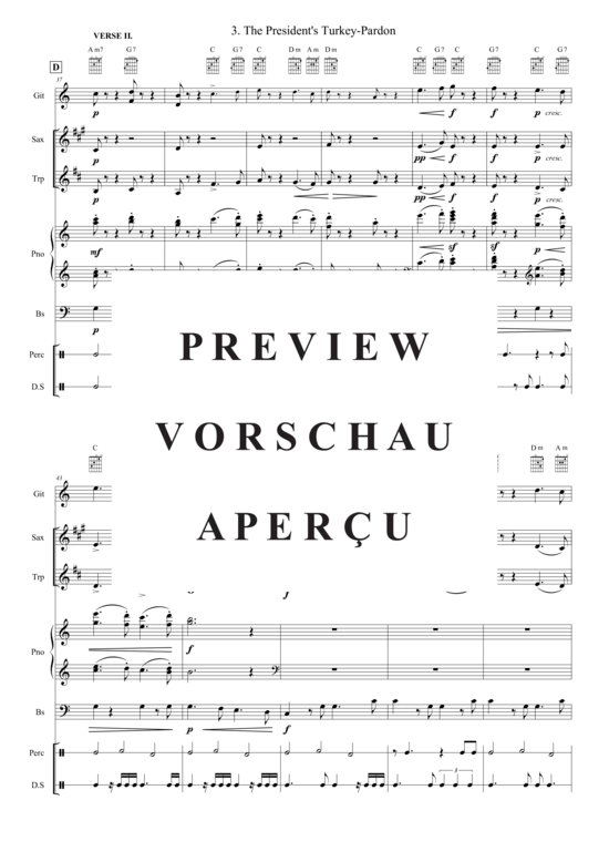 Produktgalerie: Seite 6 von 21 The President´s Turkey-Pardon , , (Combo Band + Trompete in B, Alt Saxophon)