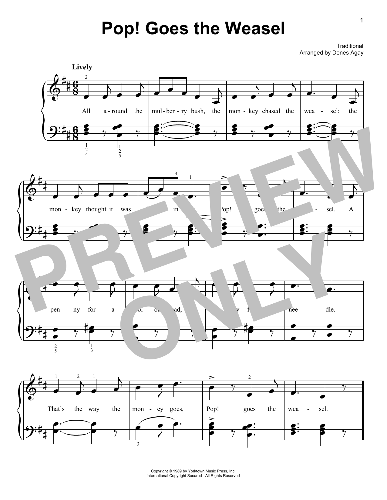Product picture to: Pop Goes The Weasel (arr. Denes Agay)