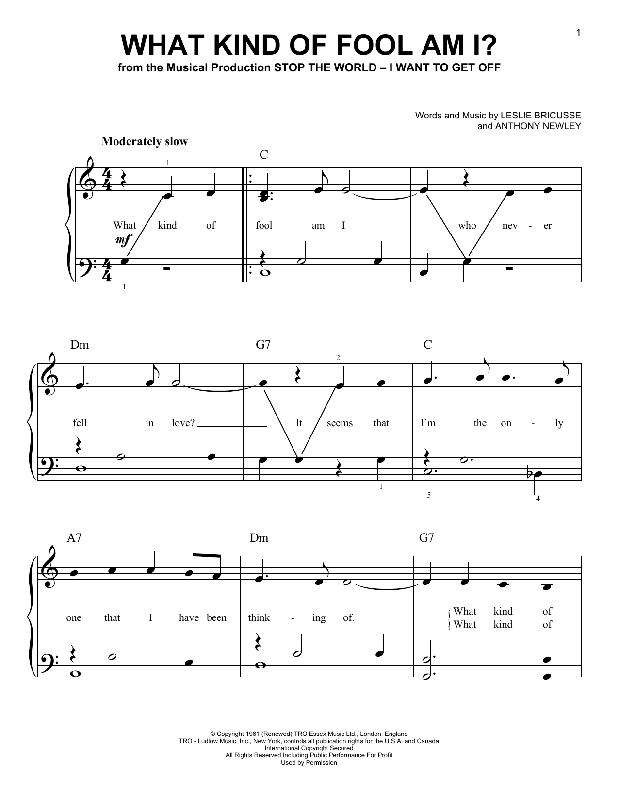 Produktgalerie: Seite 1 von 1 What Kind Of Fool Am I?, Anthony Newley, Klavier