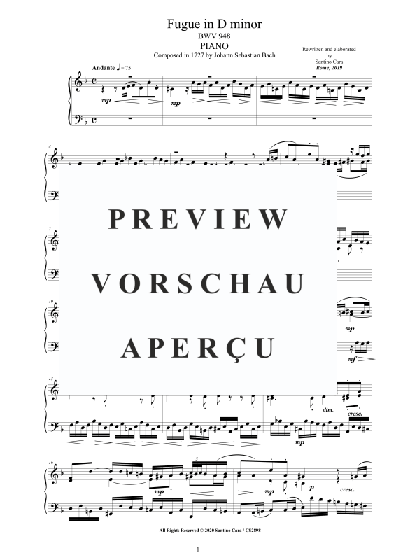 Product gallery: Page 2 of 8 Fugue in D minor BWV 948, , Solo Piano
