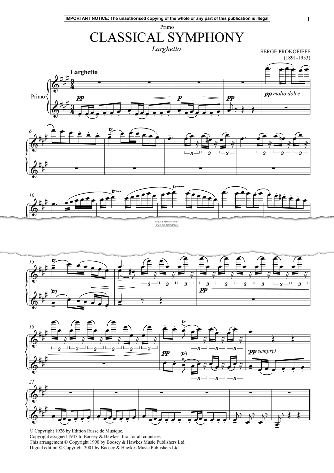 Produktgalerie: Seite 1 von 1 Classical Symphony, Larghetto, Serge Prokofieff, Klavier