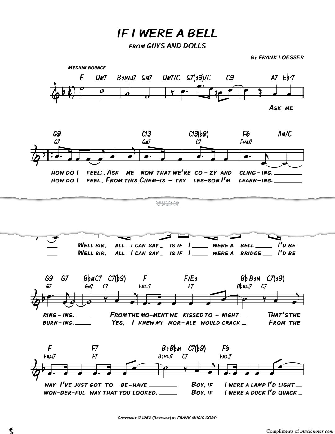 Produktgalerie: Seite 1 von 1 If I Were A Bell (from 'Guys And Dolls'), Frank Loesser, Gesang, Gitarre