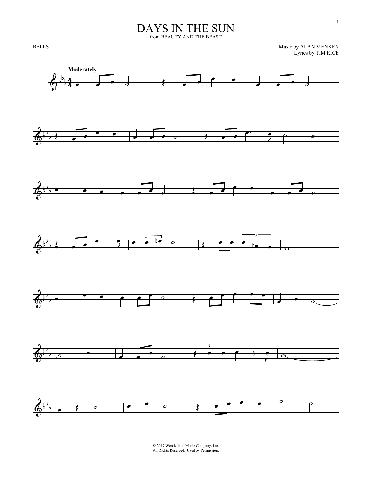 Produktgalerie: Seite 1 von 1 Days In The Sun (from Beauty And The Beast), Alan Menken & Tim Rice, Percussion