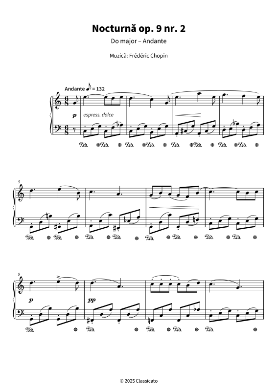 Produktgalerie: Seite 1 von 6 Nocturna op. 9 nr. 2 - Do major · Andante · simplificata, , Klavier Solo