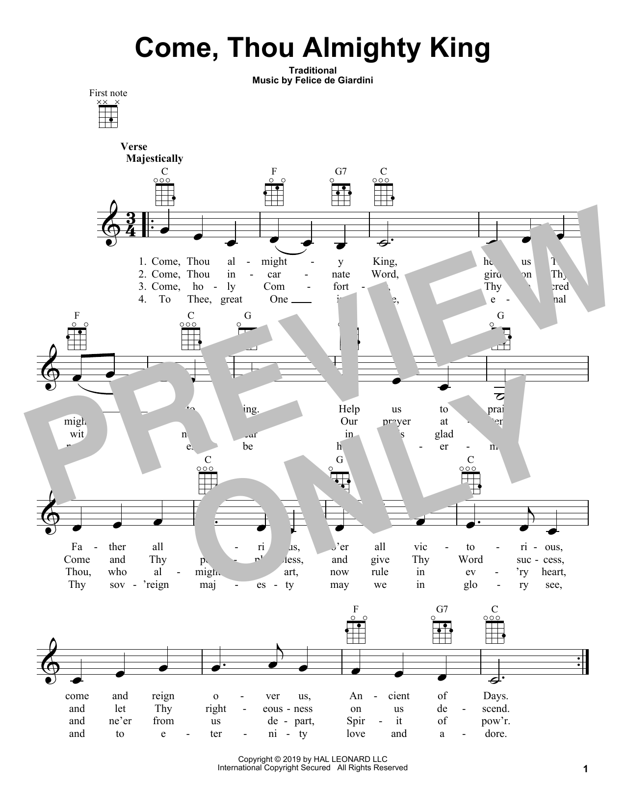 Product gallery: Page 1 of 1 Come, Thou Almighty King, Felice de Giardini
