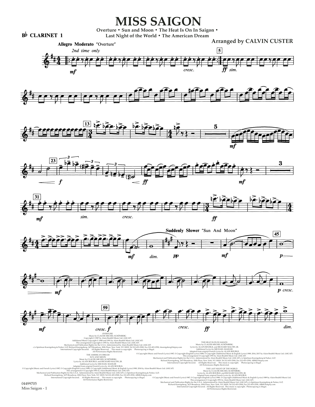 Produktbild zu: Miss Saigon (arr. Calvin Custer) - Bb Clarinet 1