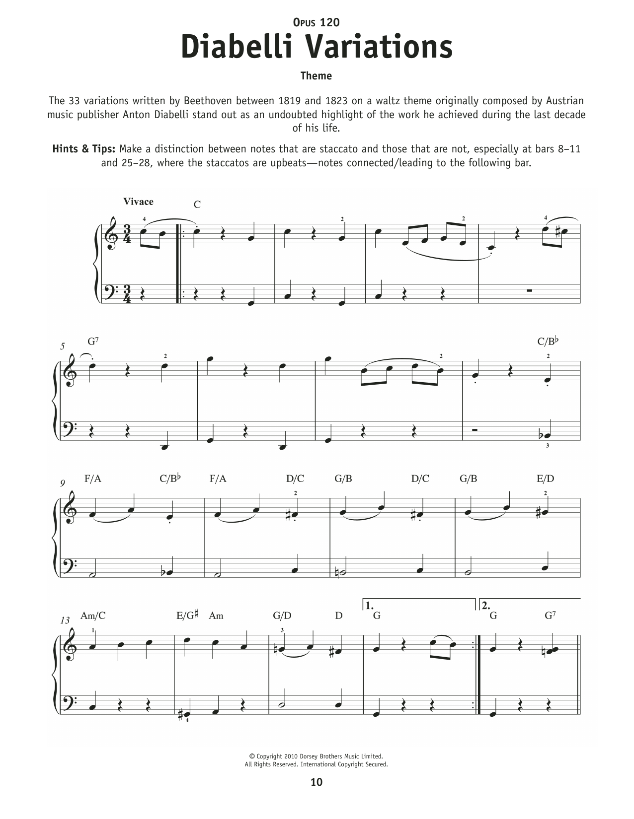 Product picture to: Theme From 33 Variations On A Waltz by Diabelli Op120