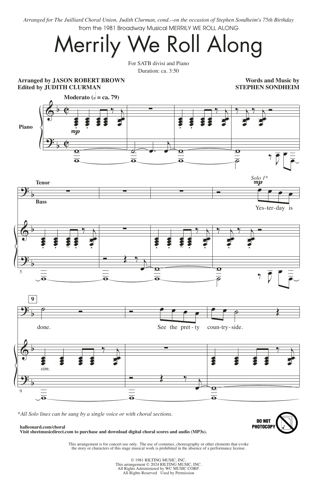 Produktbild zu: Merrily We Roll Along (from Merrily We Roll Along) (arr. Jason Robert Brown)