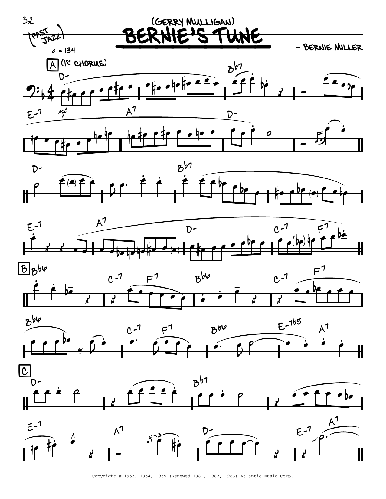 Product picture to: Bernie's Tune (solo only)