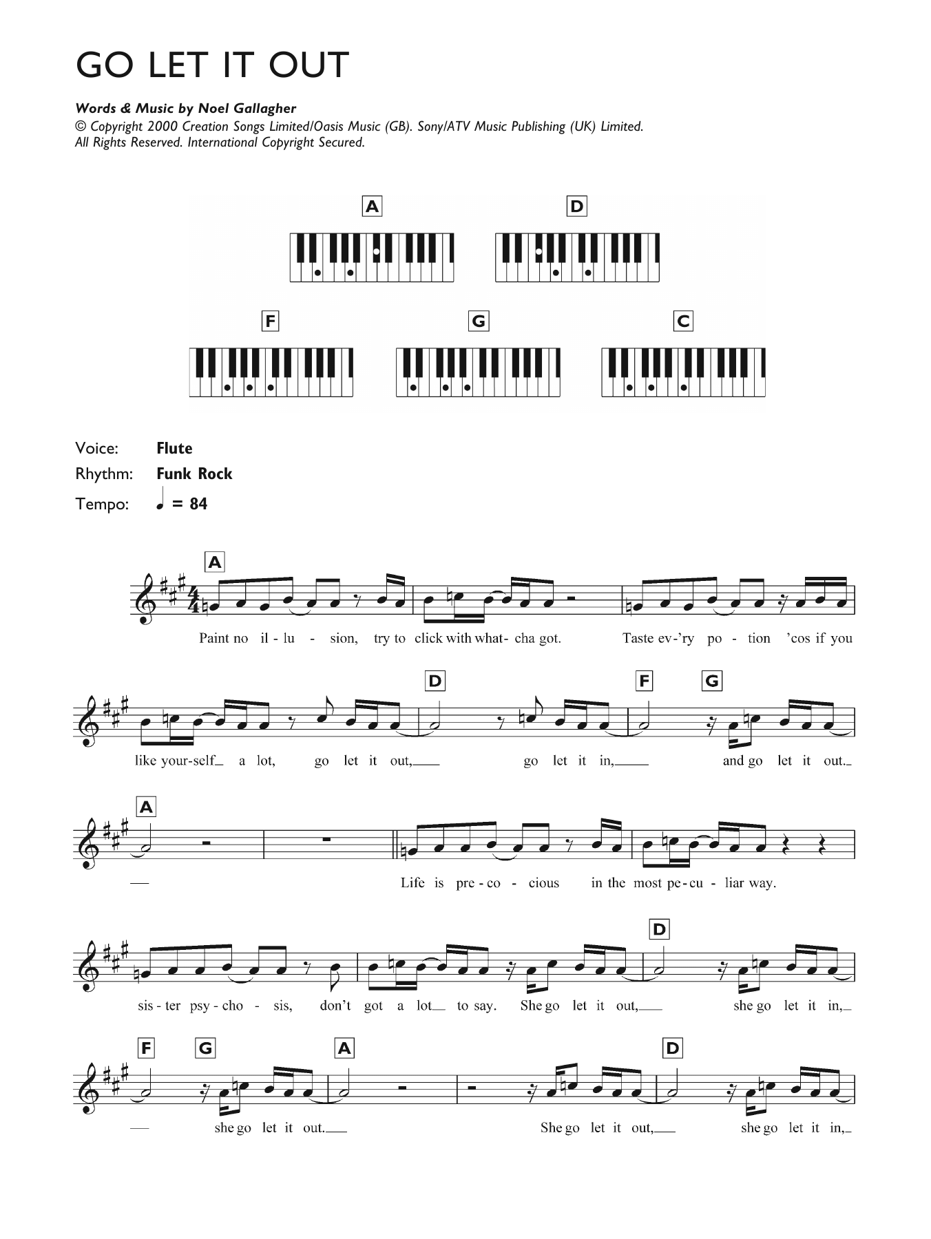 Produktgalerie: Seite 1 von 1 Go Let It Out, Oasis, Klavier